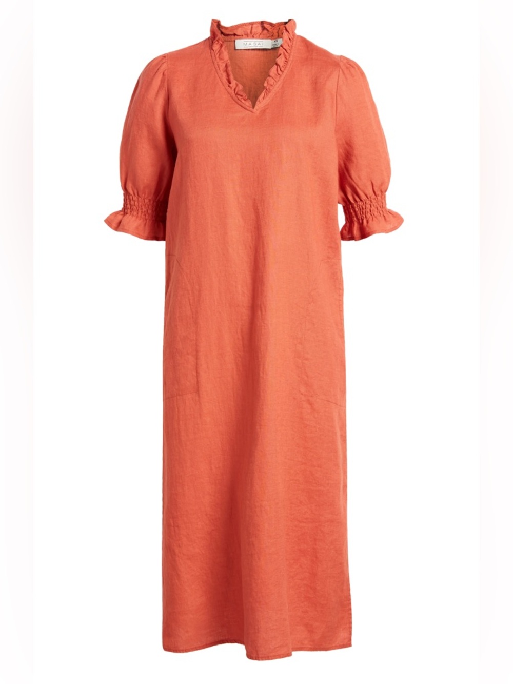 Masai  V-Neck Linen Midi Dress